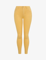 Jean skinny uni à taille haute - Jaune - 4