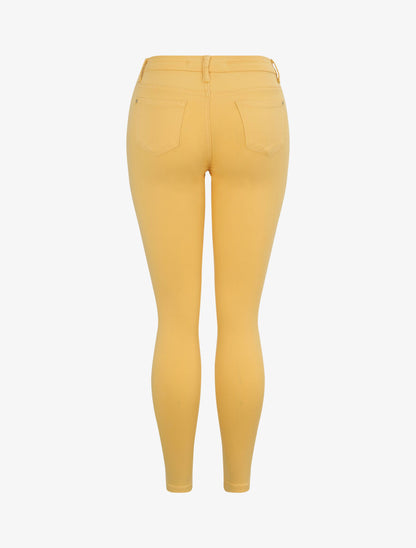 Jean skinny uni à taille haute - Jaune - 2