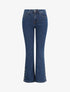 Jean flare taille haute à bords boutonnés - Bleu denim - 1