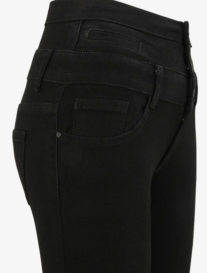 Jean skinny uni à taille empire - Noir - 3