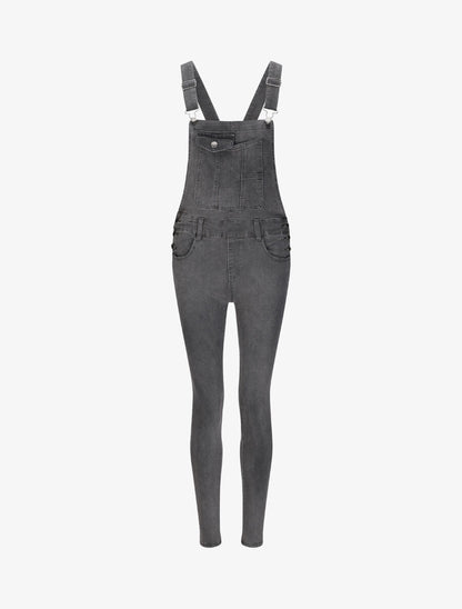 Salopette en jean skinny - Gris - 4