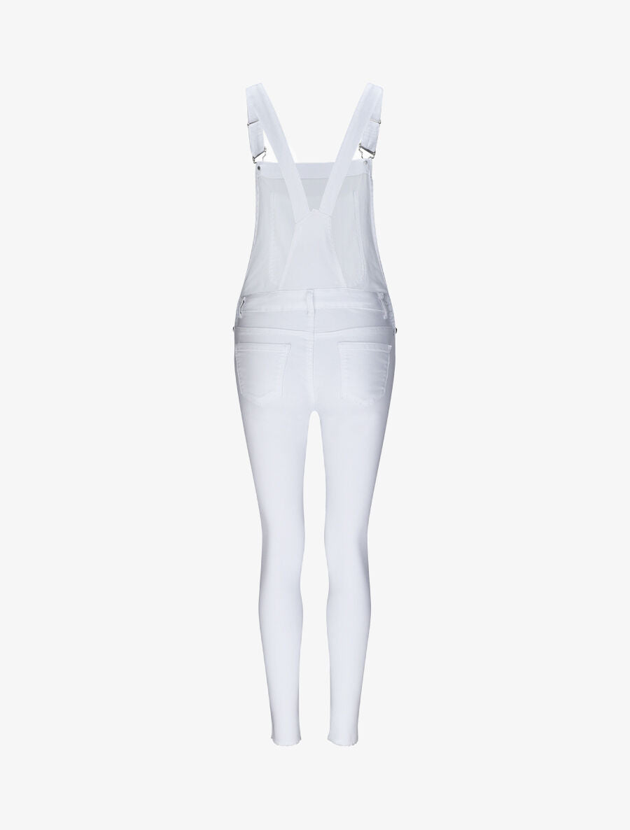 Salopette en jean skinny bords coupe franche - Blanc - 2