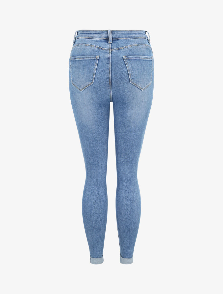Jean slim push up à revers - Bleu denim - 2