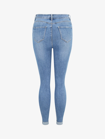 Jean slim push up à revers - Bleu denim - 2