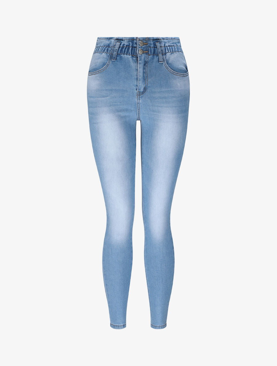 Jean slim taille standard élastiquée - Bleu - 4
