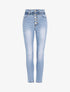 Jean slim à taille empire élastiquée - Bleu - 4