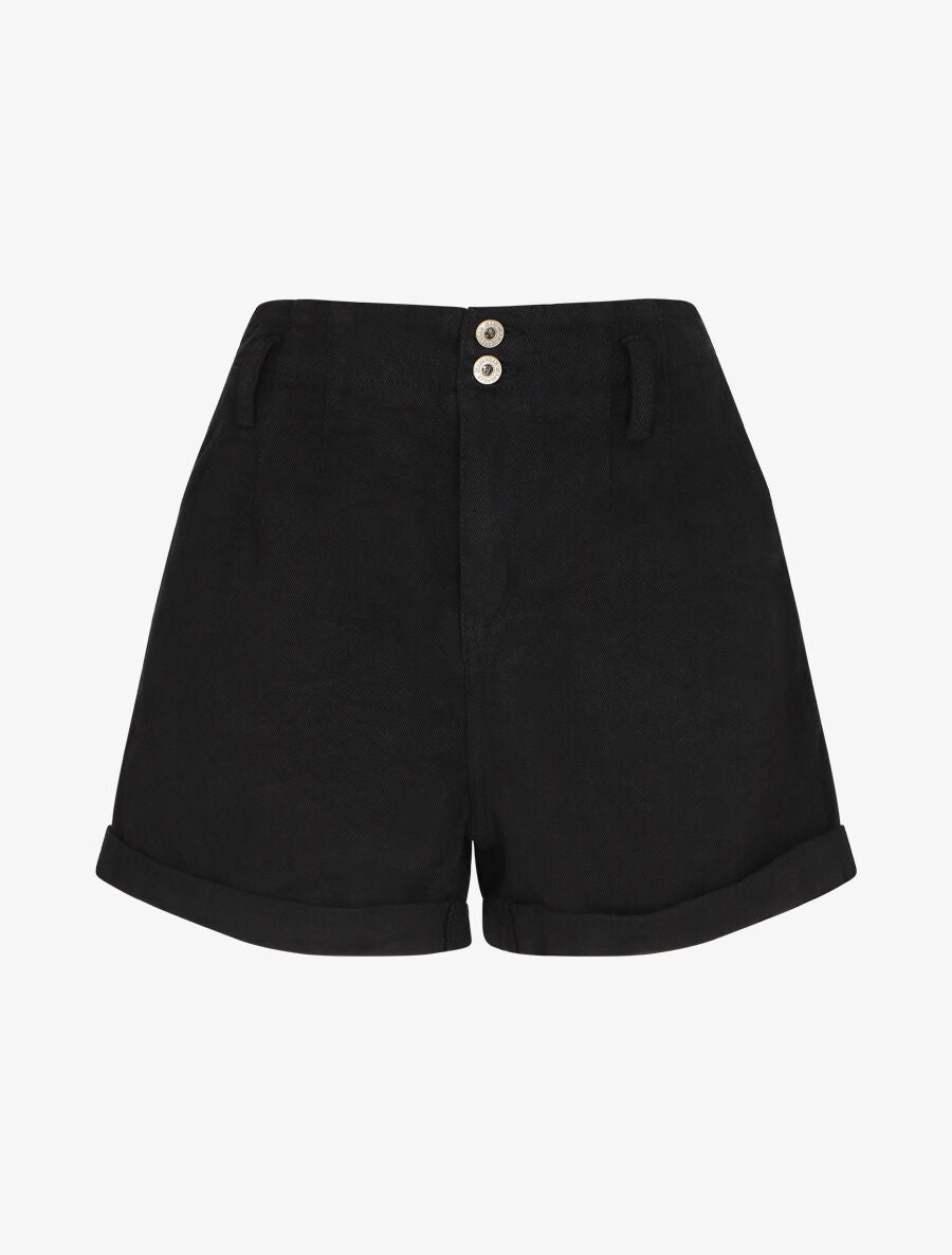 Short trapèze à taille haute - Noir - 1
