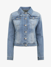 Veste en jean droite délavé - Bleu - 1