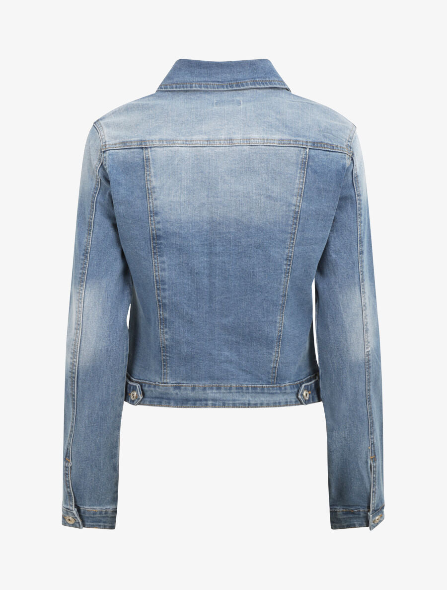 Veste en jean droite délavé - Bleu - 2