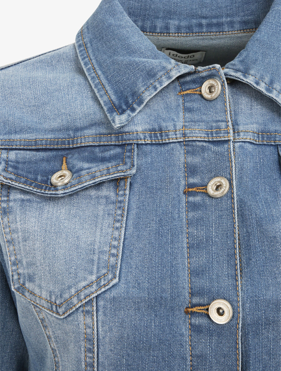 Veste en jean droite délavé - Bleu - 3