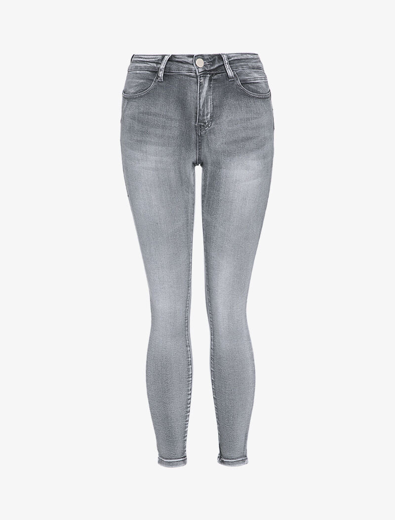 Jean skinny délavé - Gris - 1