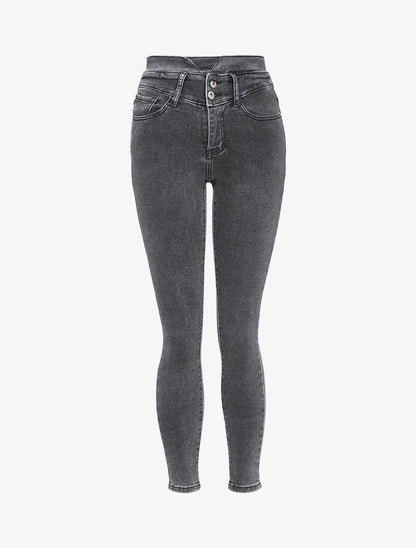 Jean skinny à taille haute stylisée - Anthracite - 3