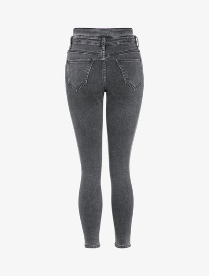 Jean skinny à taille haute stylisée - Anthracite - 2
