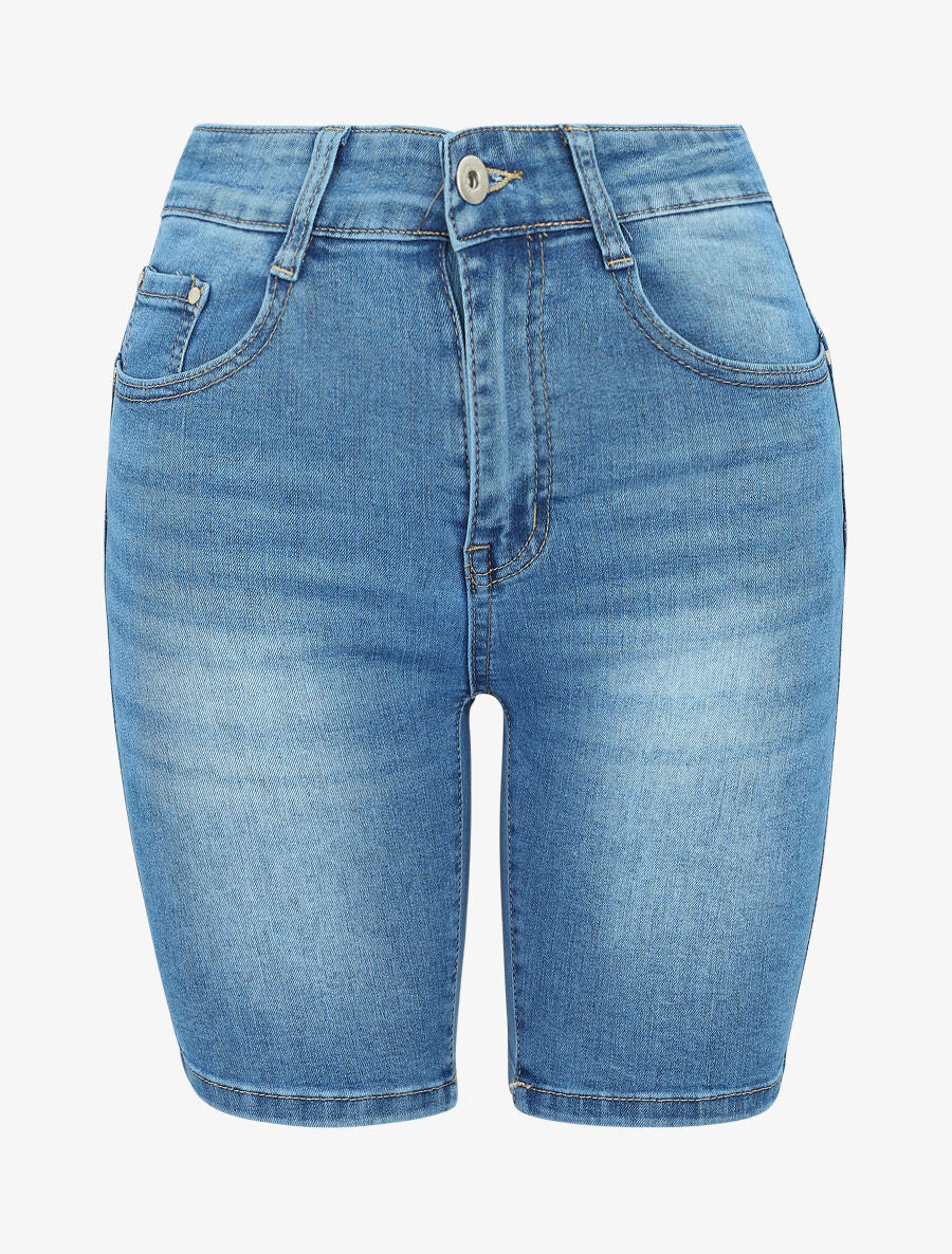 Bermuda push up coupe droite - Bleu denim - 2
