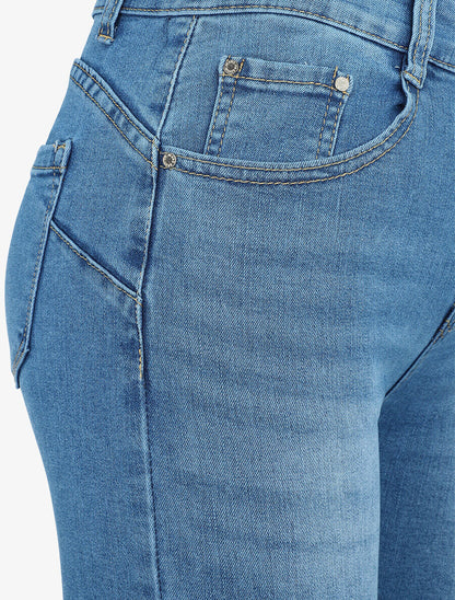 Bermuda push up coupe droite - Bleu denim - 4