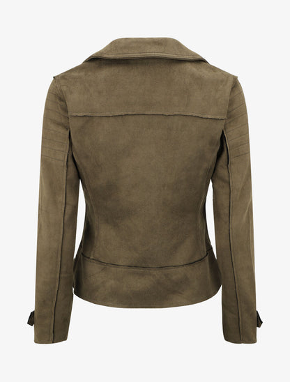 Veste style perfecto effet daim - Kaki - 2