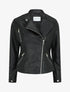 Veste en simili col montant - Noir - 1