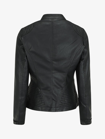 Veste en simili col montant - Noir - 2