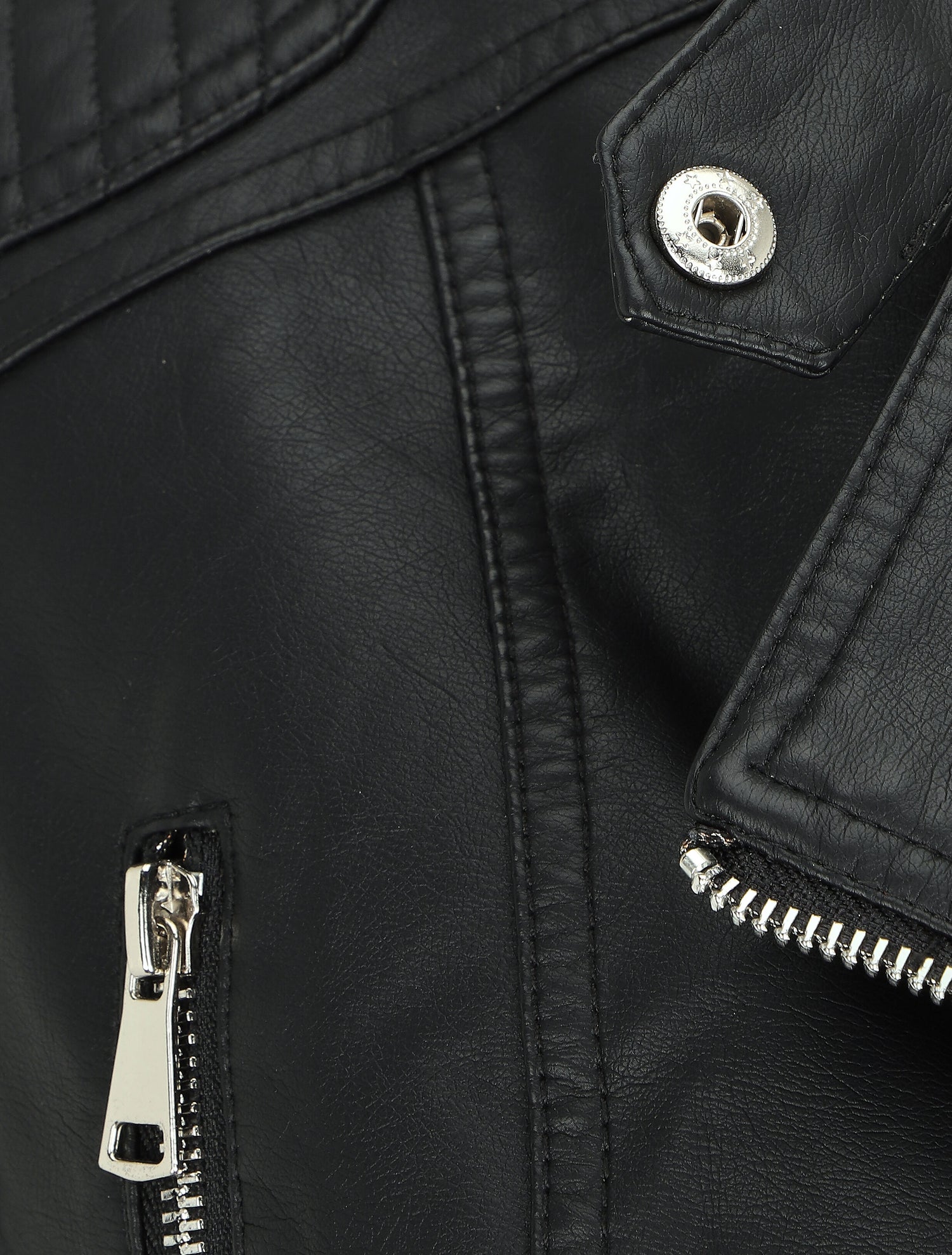 Veste en simili col montant - Noir - 3