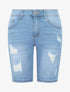 Bermuda push up en jean déchiré - Bleu clair - 5