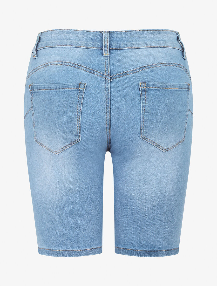 Bermuda push up en jean déchiré - Bleu clair - 2