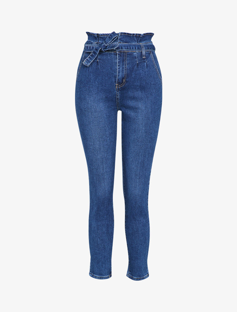 Jean mom taille empire à fronces - Bleu denim - 4