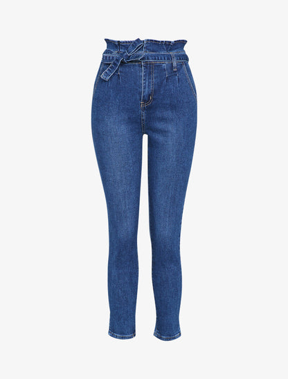 Jean mom taille empire à fronces - Bleu denim - 4
