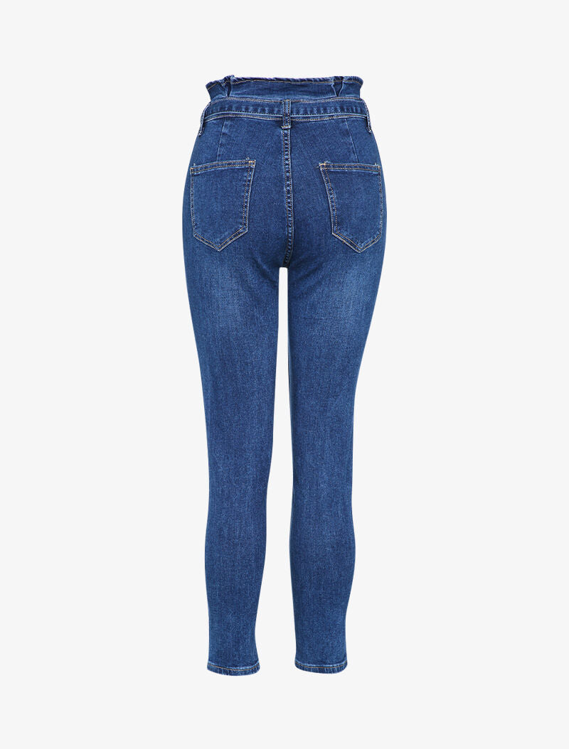 Jean mom taille empire à fronces - Bleu denim - 2