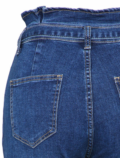 Jean mom taille empire à fronces - Bleu denim - 3