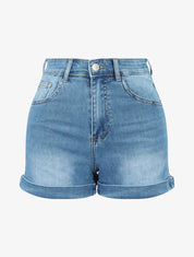 Short court à ourlets - Denim - 1