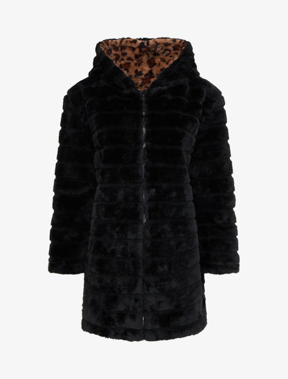 Manteau réversible en fourrure synthétique - Noir - 1