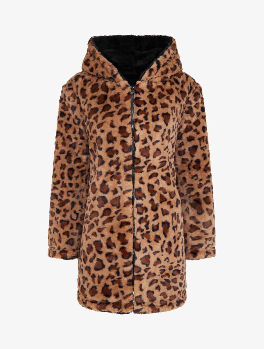 Manteau réversible en fourrure synthétique - Noir - 4