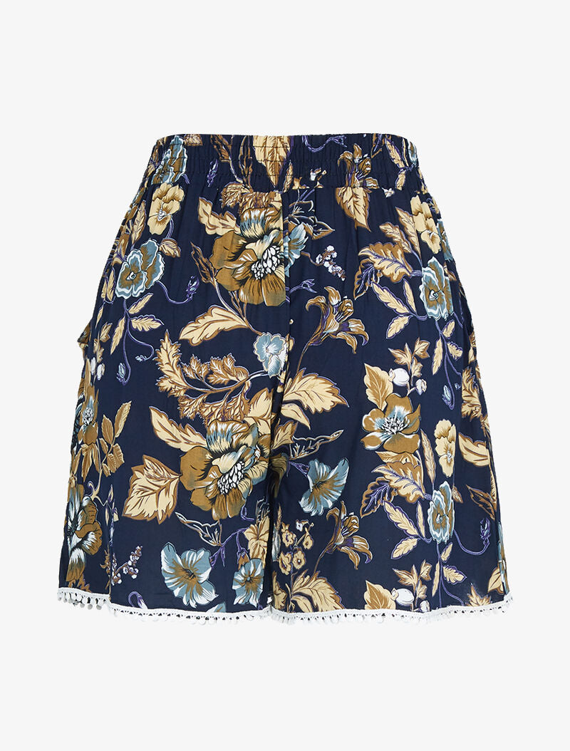 Short ample à imprimé fleuri - Marine - 2