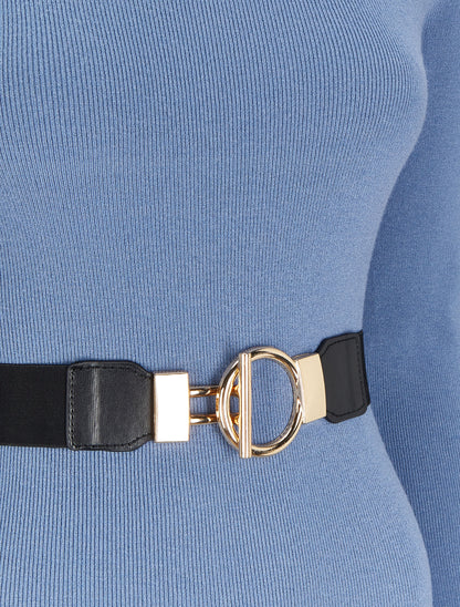 Robe pull unie à ceinture stylisée - Bleu ciel - 3