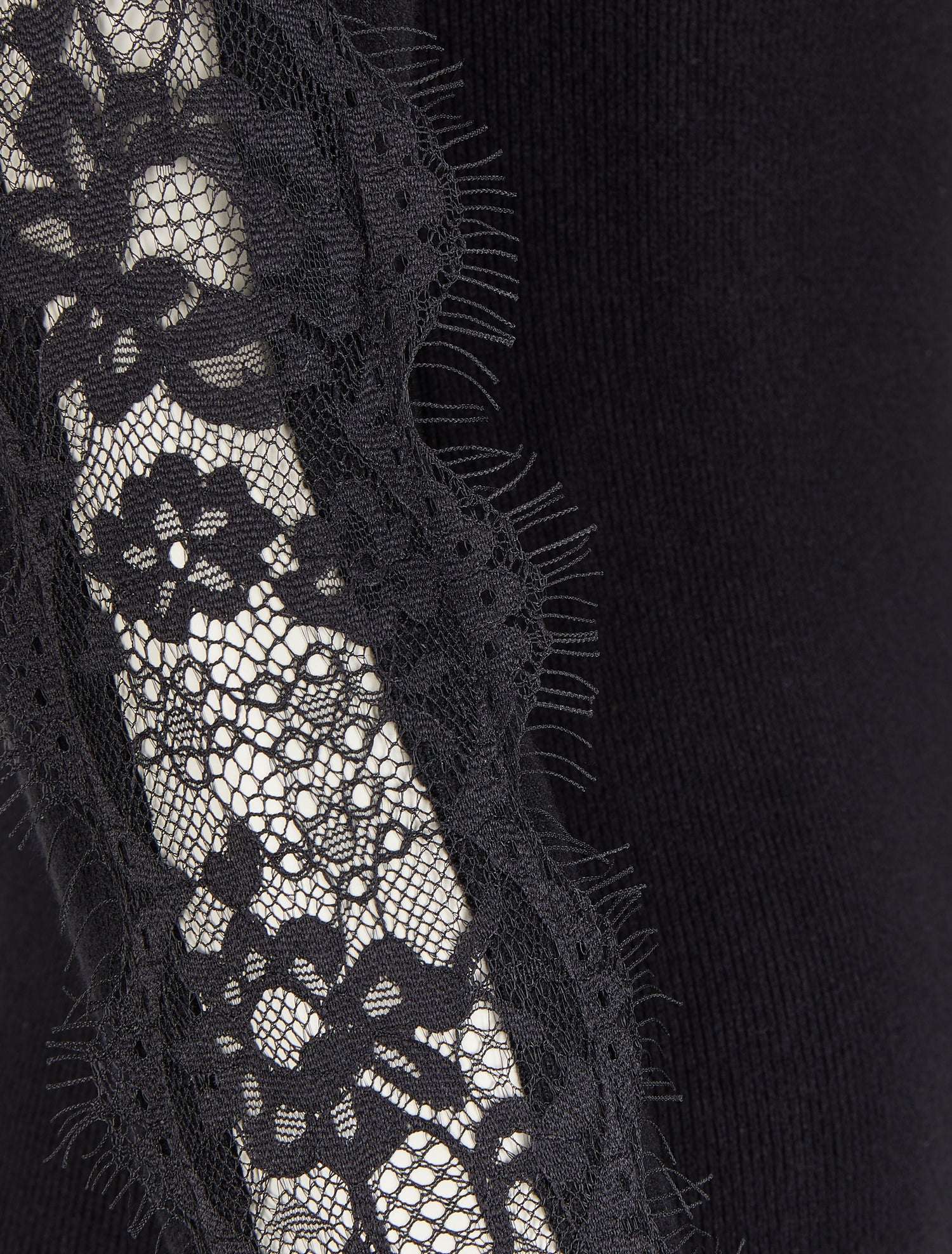 Pull col bateau à manches détail dentelle - Noir - 3