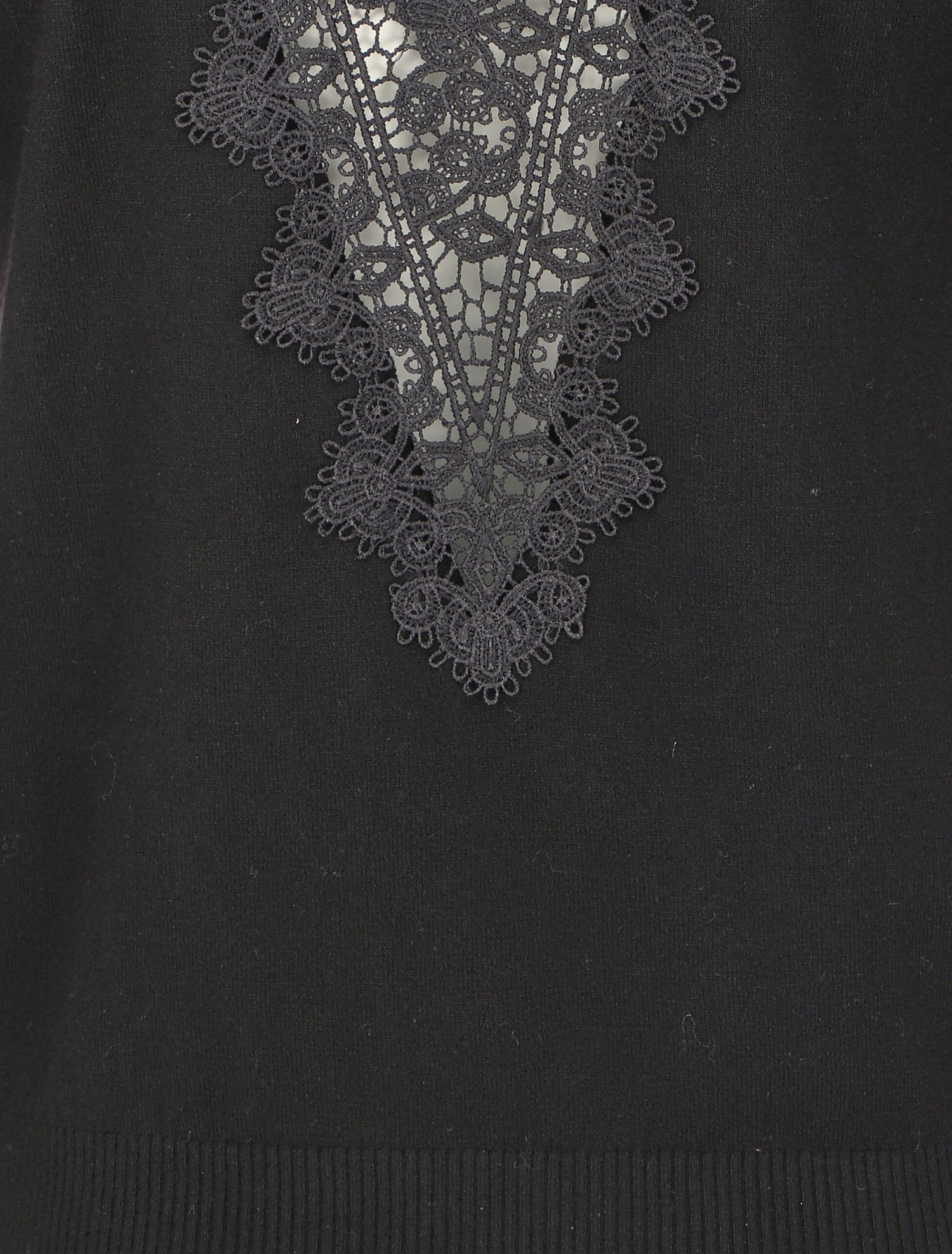 Pull à dos en V ouvert en crochet stylisé ajouré - Noir - 3