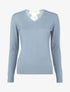 Pull à dos en V ouvert en crochet stylisé ajouré - Bleu - 1