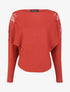 Pull manches dolman à motifs en tulle transparent et bords arrondis - Brique - 1