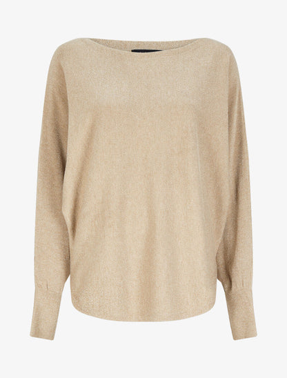 Pull fin oversize chauve-souris irisé - Beige - 4