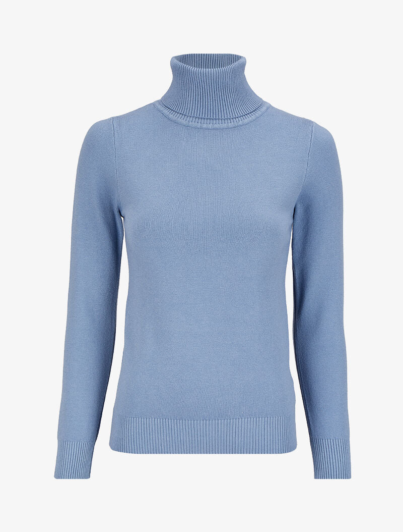 Pull basique à col roulé - Bleu - 1