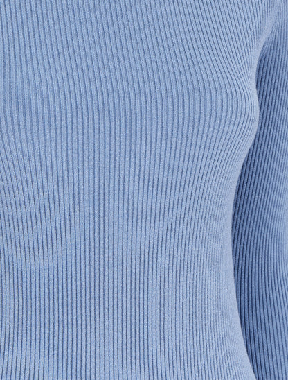 Pull col montant côtelé - Bleu - 3