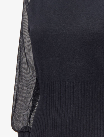 Pull à manches accordéon transparentes - Noir - 3