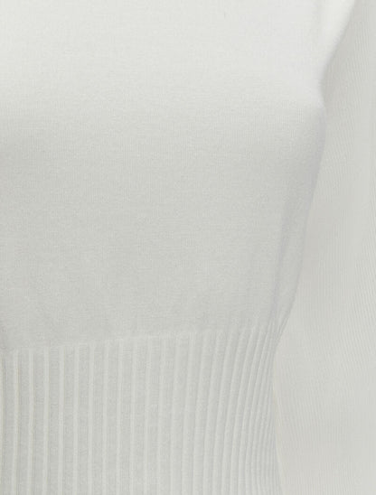 Pull à manches accordéon transparentes - Blanc - 3