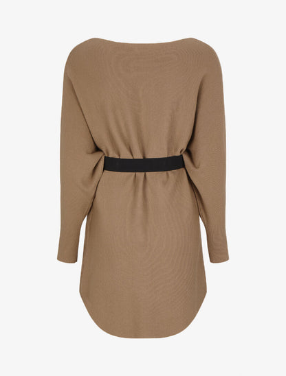 Tunique en maille à manches dolman et col bateau - Beige - 2
