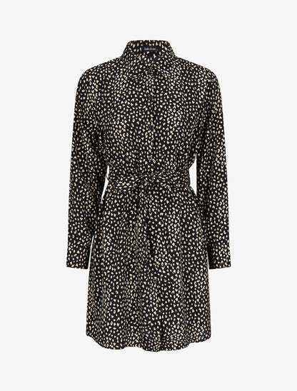 Robe chemise à imprimé moucheté - Noir - 4