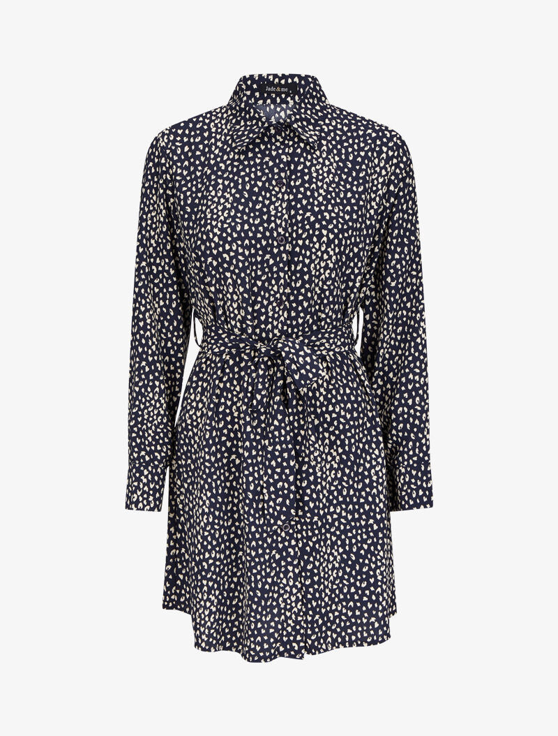 Robe chemise à imprimé moucheté - Bleu marine - 4