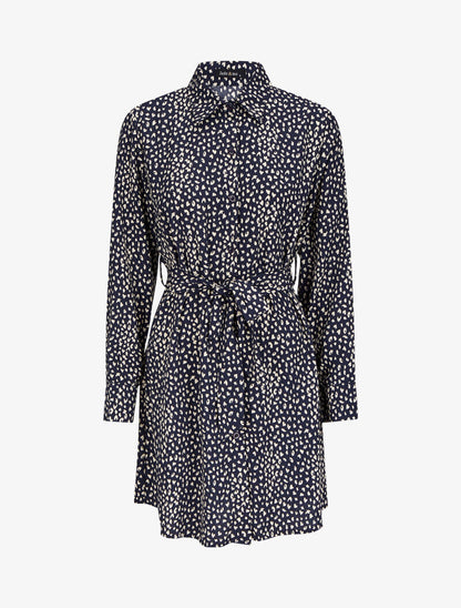 Robe chemise à imprimé moucheté - Bleu marine - 4