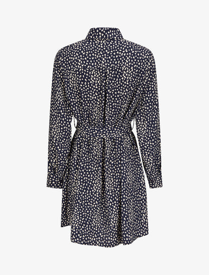 Robe chemise à imprimé moucheté - Bleu marine - 2
