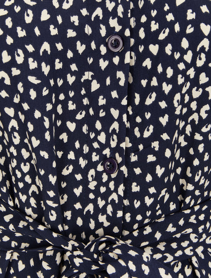 Robe chemise à imprimé moucheté - Bleu marine - 3