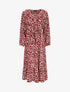 Robe imprimé moucheté à col V volanté - Lie de vin - 4